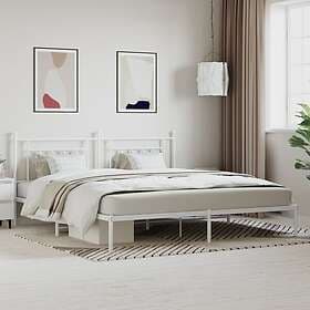 vidaXL Bed Frame med huvudgavel metall vit 193x203 cm 353592