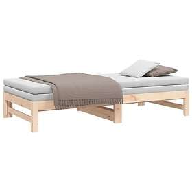 vidaXL Utdragbar dagbädd 2x(75x190) cm massiv furu 823419