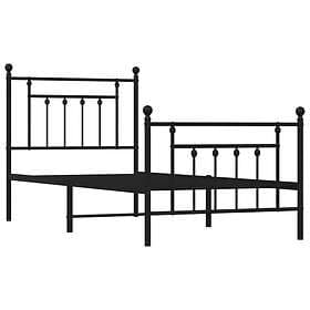 vidaXL Bed Frame med huvudgavel och fotgavel svart metall 90x190 cm 353547