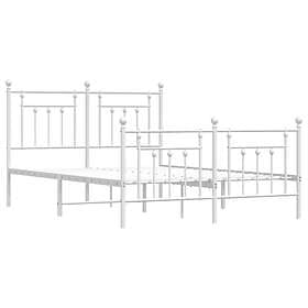 vidaXL Bed Frame med huvudgavel och fotgavel vit metall 150x200 cm 353606