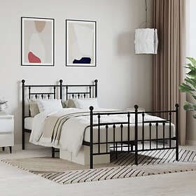 vidaXL Bed Frame med huvudgavel och fotgavel svart metall 120x190 cm 353552