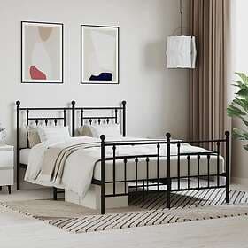 vidaXL Bed Frame med huvudgavel och fotgavel svart metall 140x190 cm 353555