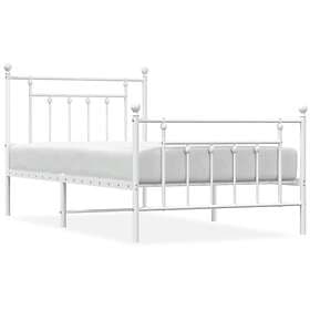 vidaXL Bed Frame med huvudgavel och fotgavel vit metall 100x190 cm 353598