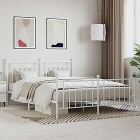vidaXL Bed Frame med huvudgavel och fotgavel vit metall 183x213 cm 353609