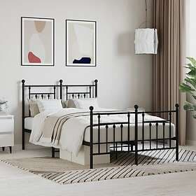 vidaXL Bed Frame med huvudgavel och fotgavel svart metall 135x190 cm 353554