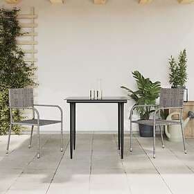 vidaXL Matgrupp för trädgården grå svart 3 delar konstrotting & stål 3203288
