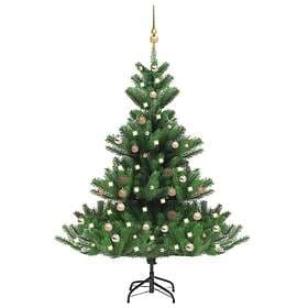 vidaXL Artificial Nordmann Fir with LEDs and Baubles Green 180cm