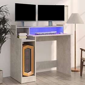vidaXL Desk with LED concrete grey 97x45x90 cm engineered wood