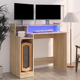 vidaXL Desk with LED Sonoma Oak 97x45x90 cm Engineered Wood