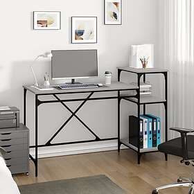 vidaXL Desk m. hyllor grå sonoma 135x50x90cm konstruerat trä&järn 826712