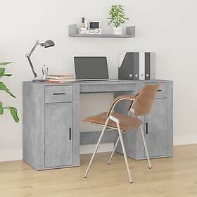 vidaXL Desk med skåp betonggrå konstruerat trä 3185435