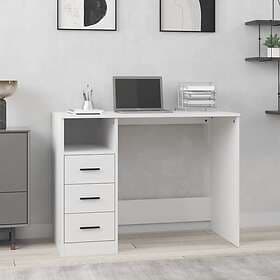 vidaXL Desk med lådor vit 102x50x76 cm konstruerat trä 823032
