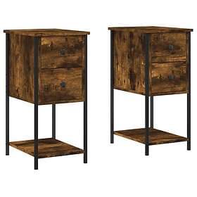 vidaXL Sängbord 2 st rökfärgad ek 32x42x70 cm konstruerat trä 826098