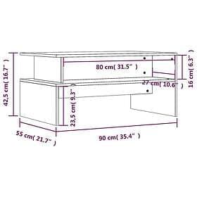 vidaXL Soffbord sonoma-ek 90x55x42.5 cm konstruerat trä 834280