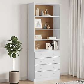 vidaXL Bokhylla med lådor ALTA 77x35x186.5 cm vit massiv furu 353954