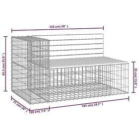 vidaXL Trädgårdsbench gabion-design 122x71x65.5 cm massiv furu 834383