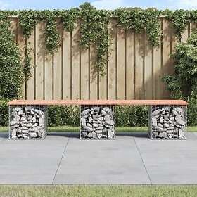 vidaXL Trädgårdsbench gabion-design 203x44x42 cm massivt douglasträ 834342
