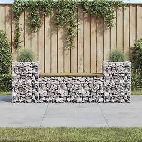 vidaXL Trädgårdsbench gabiondesign 183x41x60.5 cm impregnerad furu 834389