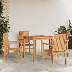 vidaXL Stapelbara trädgårdsstolar 4 st 56.5x57.5x91 cm massiv teak 3157901