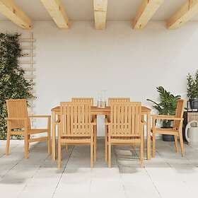 vidaXL Stapelbara trädgårdsstolar 6 st 56.5x57.5x91 cm massiv teak 3157902