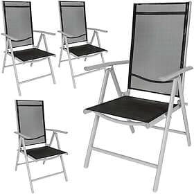 TecTake 4 Folding Garden Chairs Aluminum Black/Silver