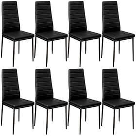 TecTake 8 Kitchen Chairs Faux Leather Black