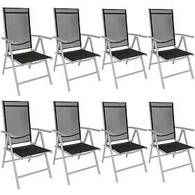 TecTake 8 Stackable Garden Chairs Aluminum Black/Silver