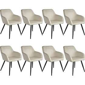 TecTake 8x Chair Marilyn Sammetsoptik grädde/svart