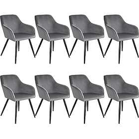 TecTake 8x Chair Marilyn Sammetsoptik grå/svart