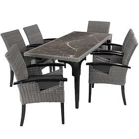 TecTake Rottingbord Foggia med 6 chairs Rosarno grå