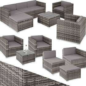 TecTake Loungeset Lignano med armchair grå