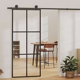 vidaXL Sliding Door ESG-glass och aluminium 90x205 cm svart 151012