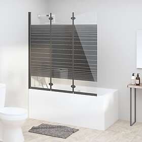 vidaXL Shower Wall Foldable 3 Panels 130x130cm ESG Black 151864