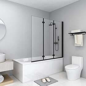 vidaXL Shower Wall Foldable 3 panels ESG 130x138cm Black 147191