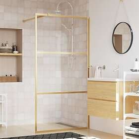 vidaXL Duschvägg med klart ESG-glas guld 100x195 cm 154939
