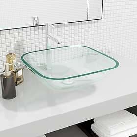 vidaXL Handfat glas 42x42x14 cm transparent 345236