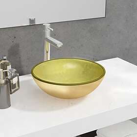 vidaXL Handfat härdat glas 35x12 cm guld 345258