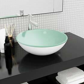 vidaXL Handfat härdat glas 42x14 cm vit 345251