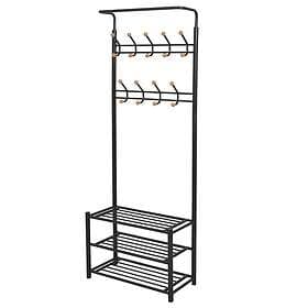 vidaXL Coat Rack with Shoe Shelf 68x32x182.5cm Black