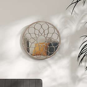 vidaXL Round Mirror 60x3cm Sand-colored Iron