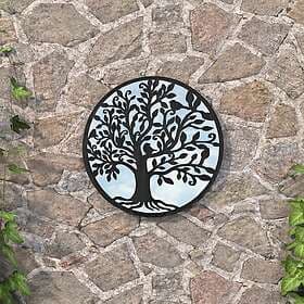 vidaXL Garden Mirror black 60x2.5cm round iron for outdoor use 318372