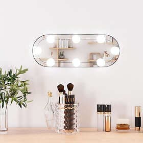 vidaXL Väggspegel med LED-belysning 15x40 cm glas oval 3189158
