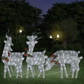 vidaXL 3154248 Christmas Reindeer 6 pcs Silver Cold White Mesh