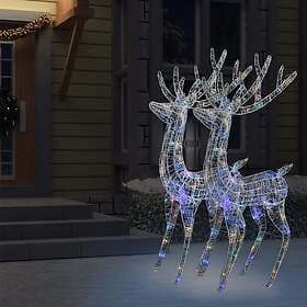vidaXL 3154363 Reindeer 2 pcs acrylic 250 LED 180 cm multicoloured