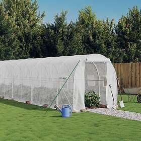 vidaXL Växthus med stålram vit 44 m² 22x2x2 m 3188037