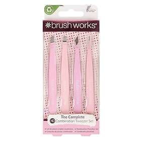 Brushworks HD Combination Tweezer Set Pink 4 st