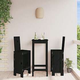 vidaXL Barstolar 2 st svart 40x42x120 cm massiv furu 825356