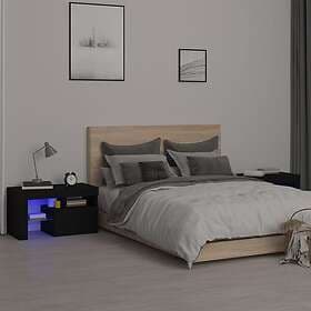 vidaXL Sängbord med LED 2 st svart 70x36.5x40 cm 3152771