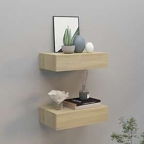 vidaXL Wall Mounted Drawer Oak 2 pcs 40x23.5x10 cm MDF 330248