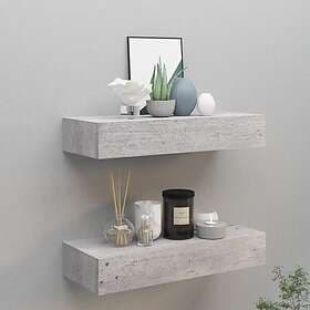 vidaXL Vägglådor betonggrå 2 st 60x23.5x10 cm MDF 330266